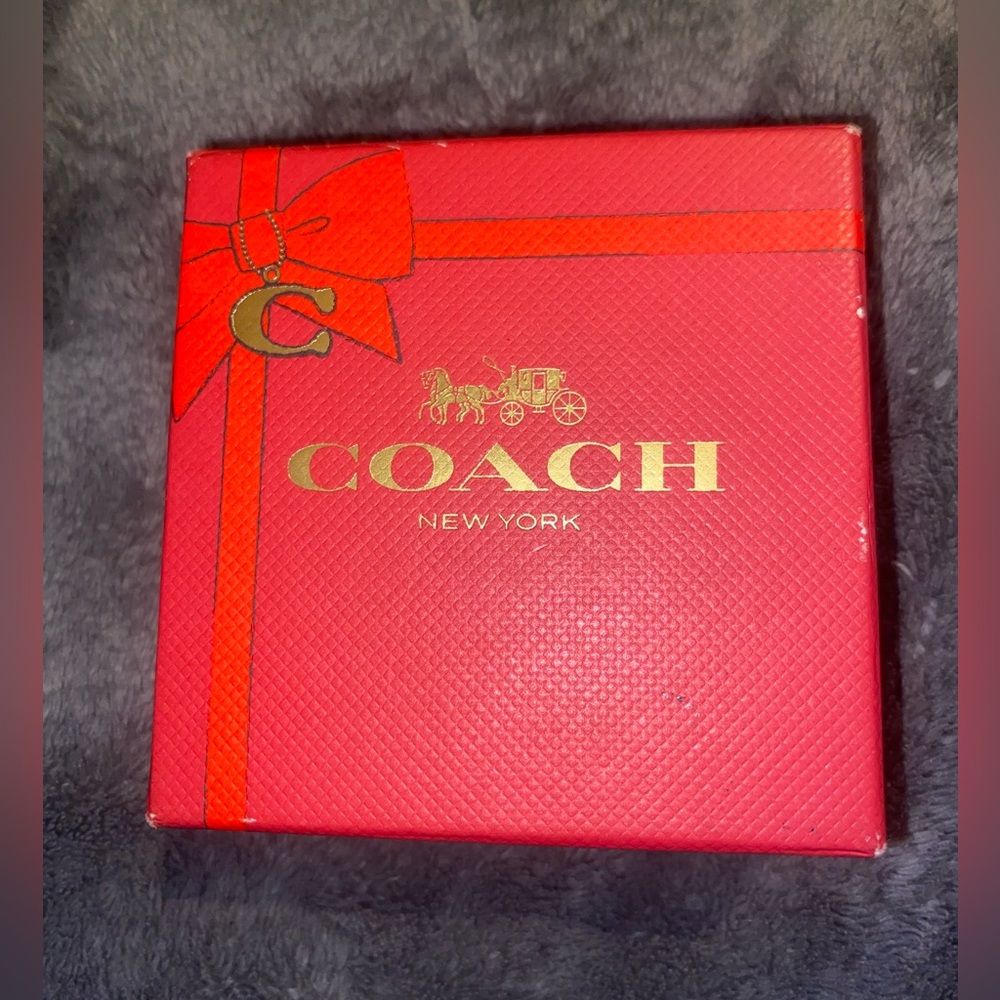 Coach Gold Heart Stud Earrings with Textured Sparkle $100 - Picture 2 of 3